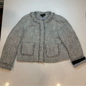 J. Crew Black and Silver Blazer Tailored Wool-Blend